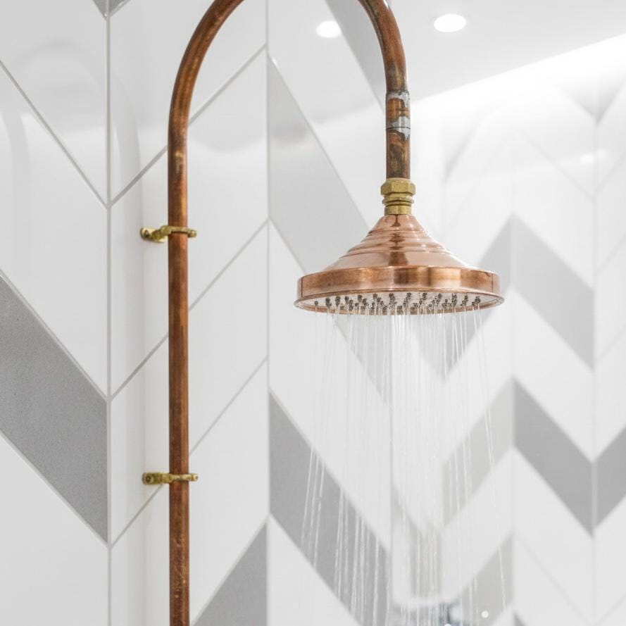 Unlacquered solid copper shower head, shower head, copper shower head, outdoor shower head, outdoor copper shower head, 