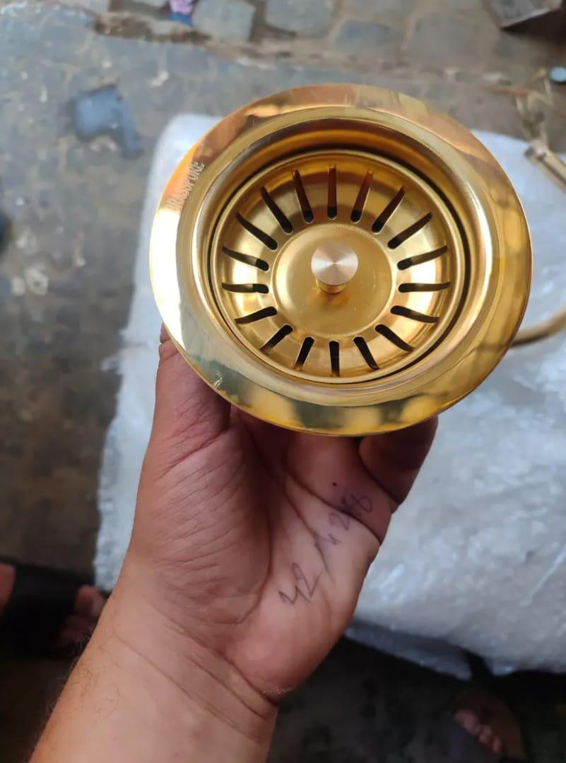Antique brass strainer, Unlacquered Brass Drain for sink, Waste sink