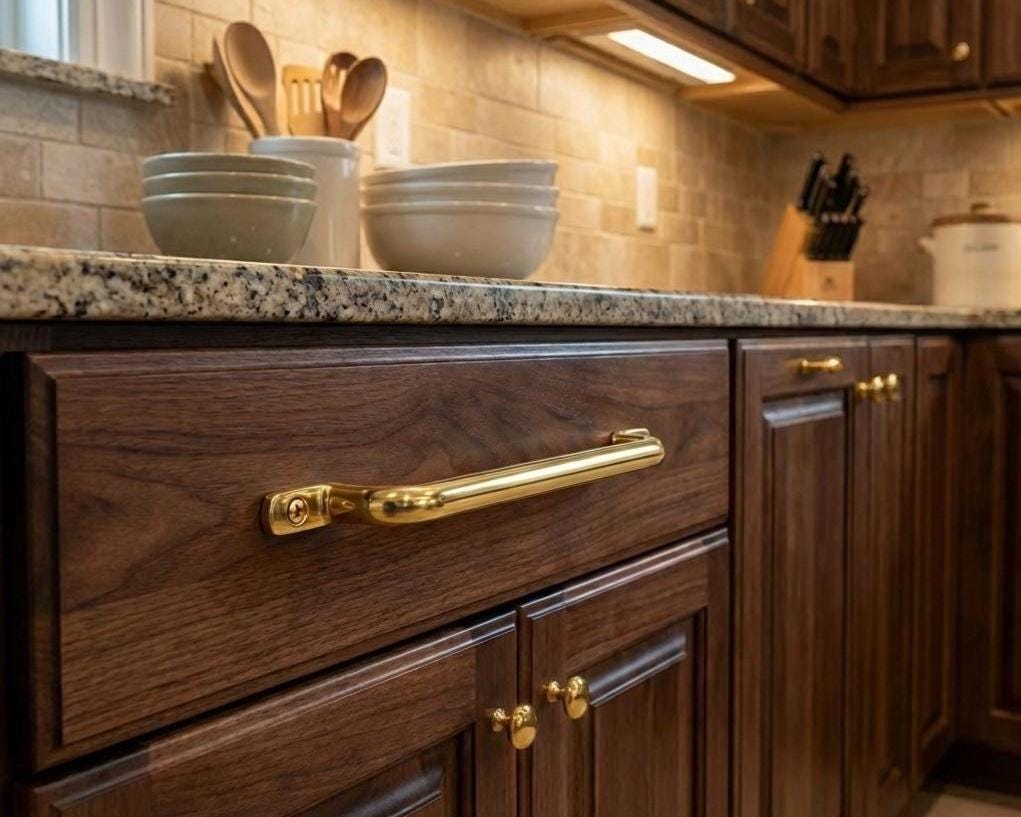 Unlacquered Brass Handles and Knobs, Antique Brass Bar handle, Solid Brass Appliance Pull