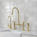 Handmade Solid Brass Kitchen Faucet – Unlacquered Brass Bridge Sink Faucet, Vintage Farmhouse Kitchen Tap