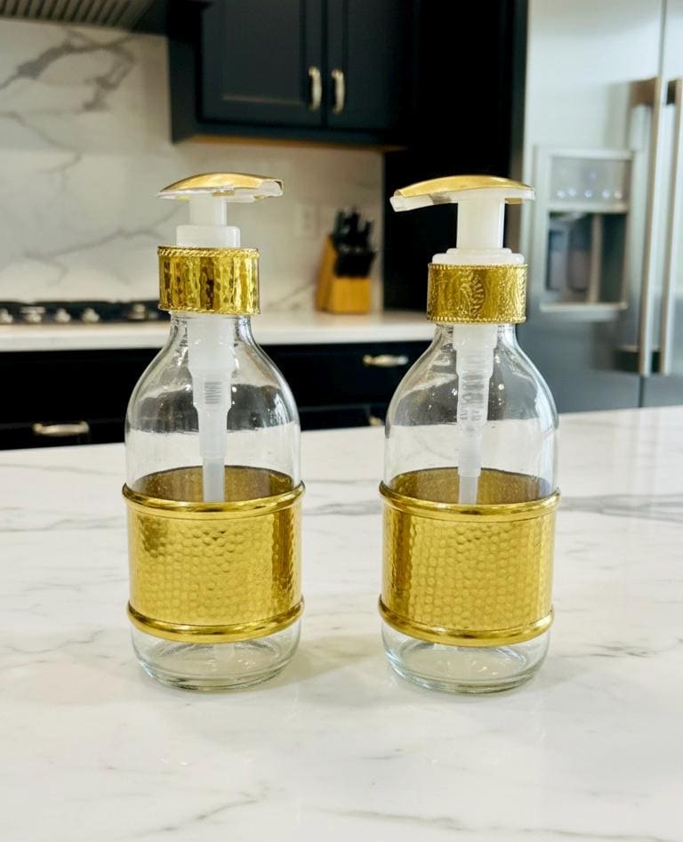 Brass 2 Liquid Soap Bottle, Moroccan Liquid Soap Dispenser