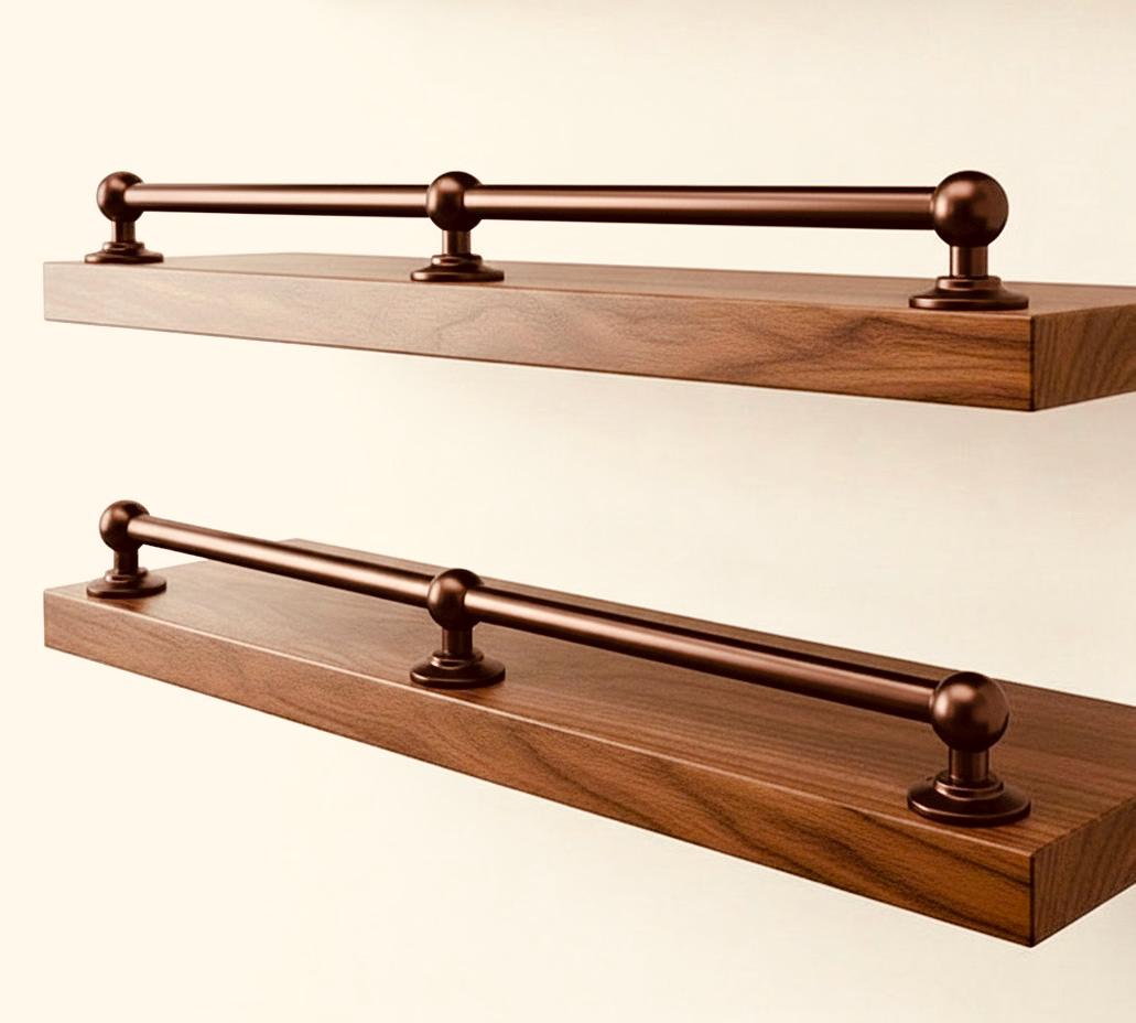 Unlacquered Solid bronze Brass Gallery Rail – Vintage Shelf Guard Hardware for Wooden Shelves
