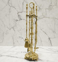 Unlacquered Solid Brass Fireplace Tool Set, Hearth Accessories