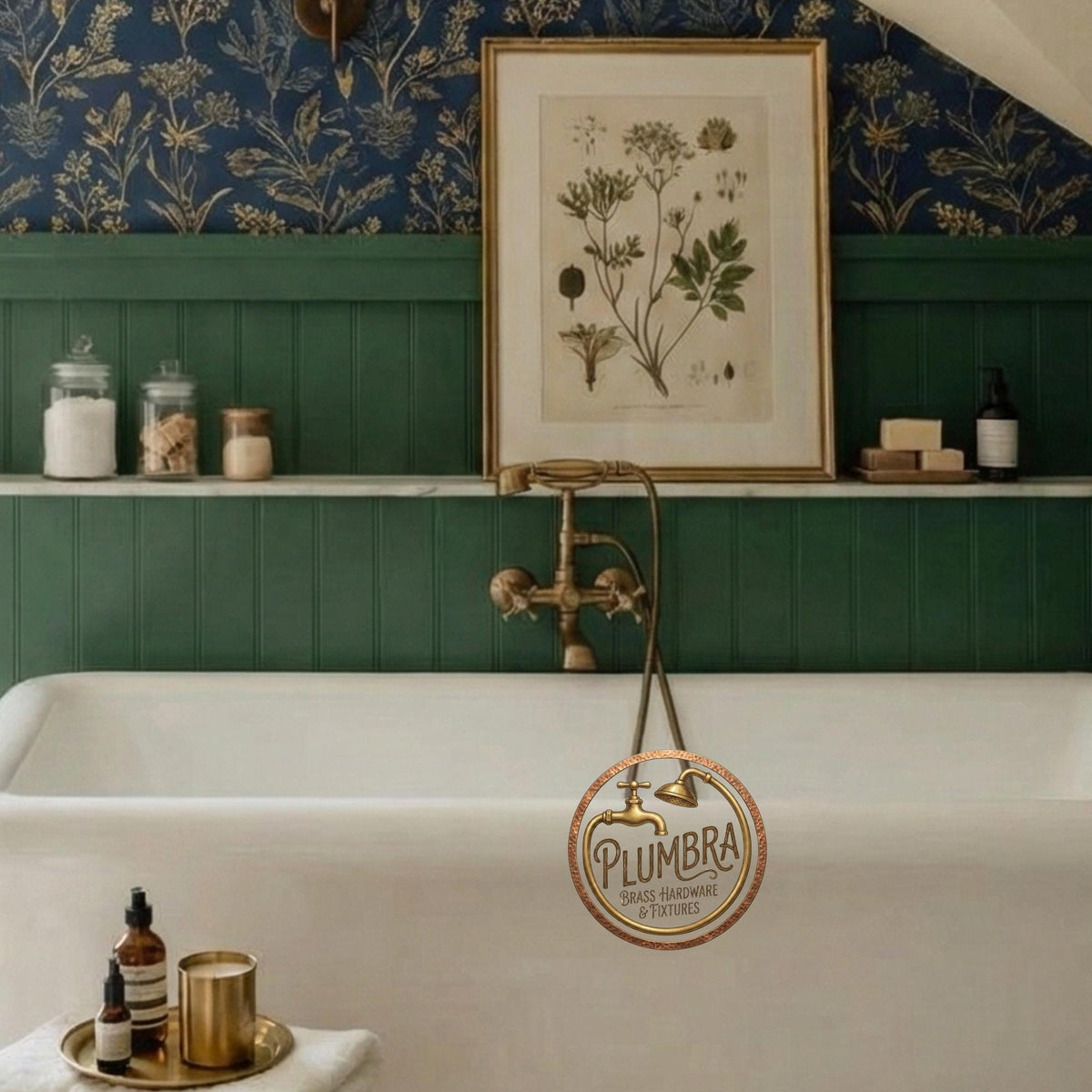 Solid Brass Wall Mount Tub Filler – Antique English Telephone Faucet