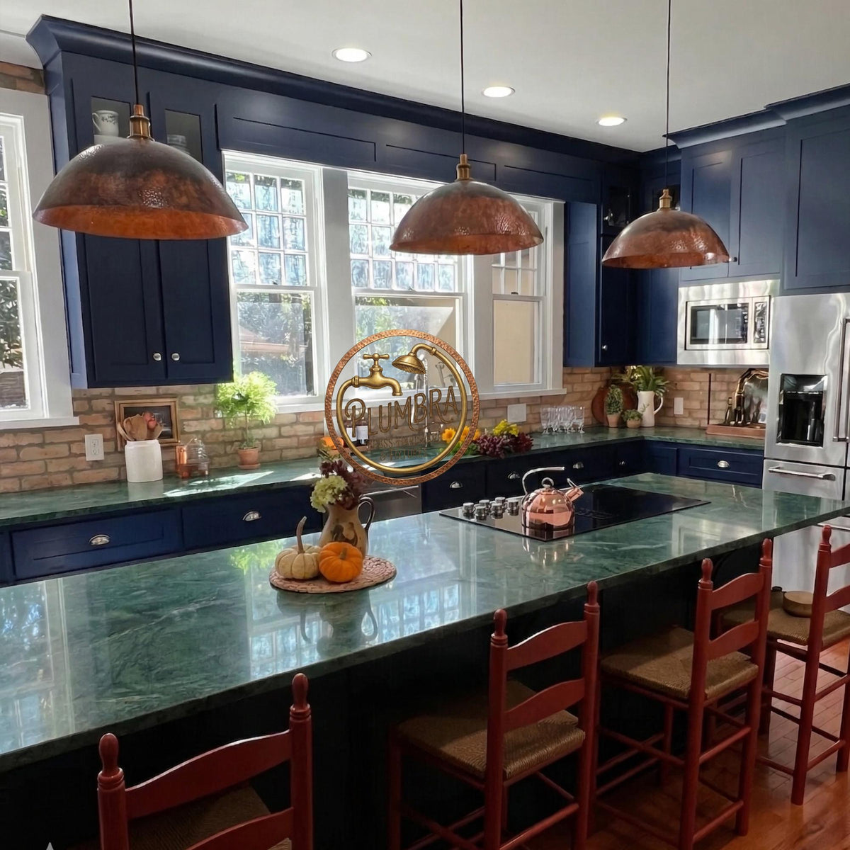 Hand Hammered Copper Pendant Light, Kitchen Island Lighting