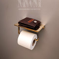 Solid Brass Toilet Paper Holder with Phone Shelf – Unlacquered Brass Bathroom Hardware