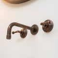 Aged Copper Wall Mount Bathroom Faucet, Oil Rubbed Bronze Vintage Tap