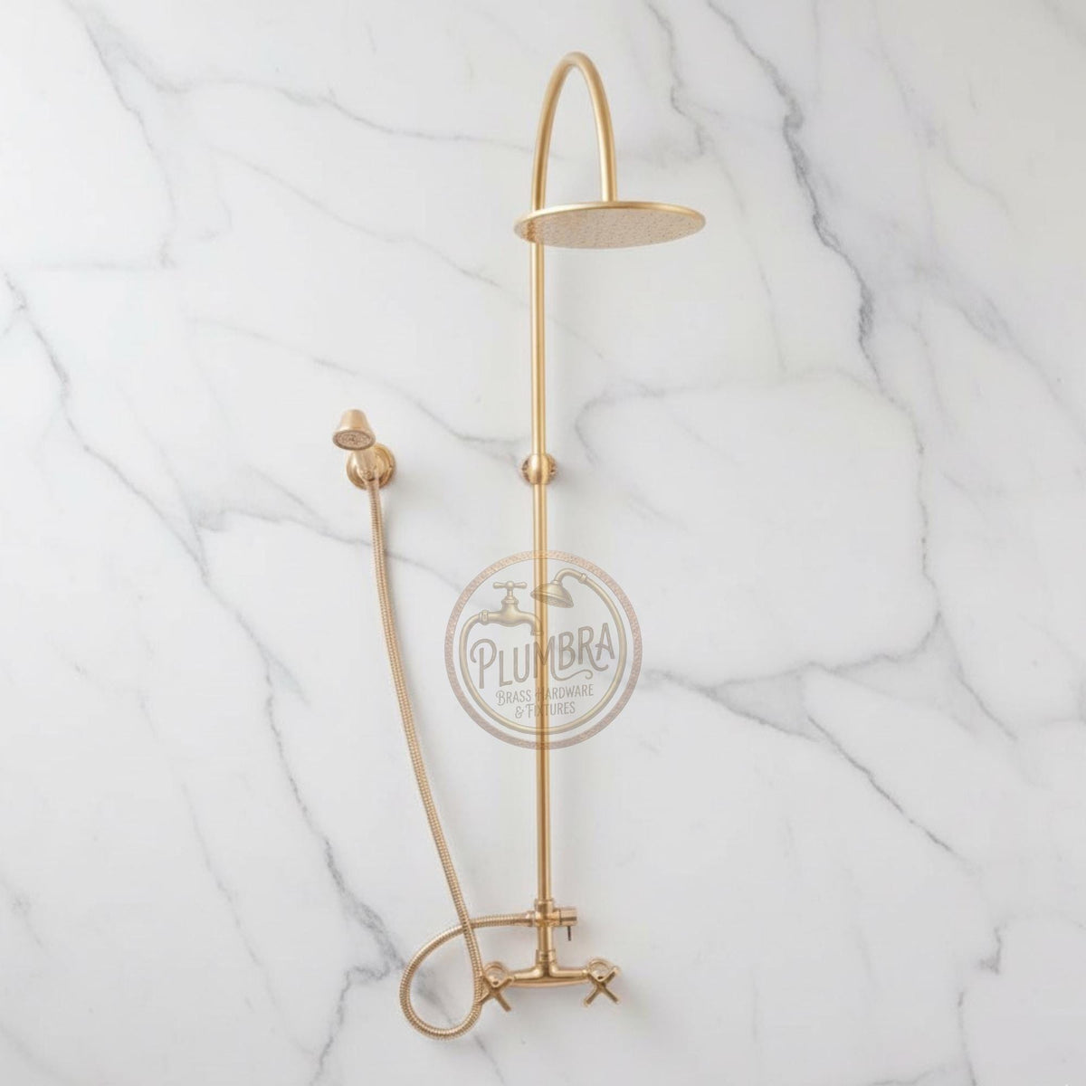 Unlacquered Brass Shower System – Vintage Rain Head, Handheld, Tub Spout