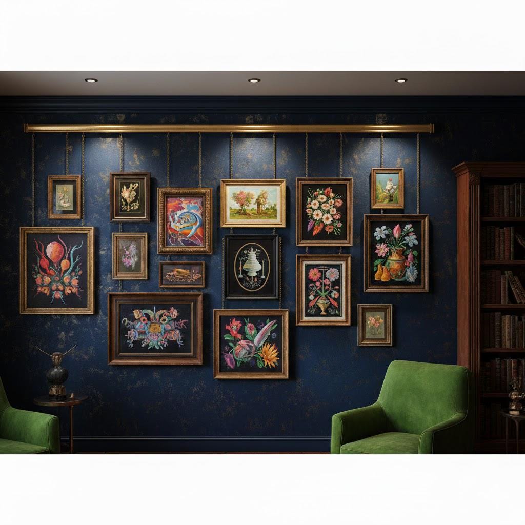 Vintage Unlacquered Brass Picture Rail System