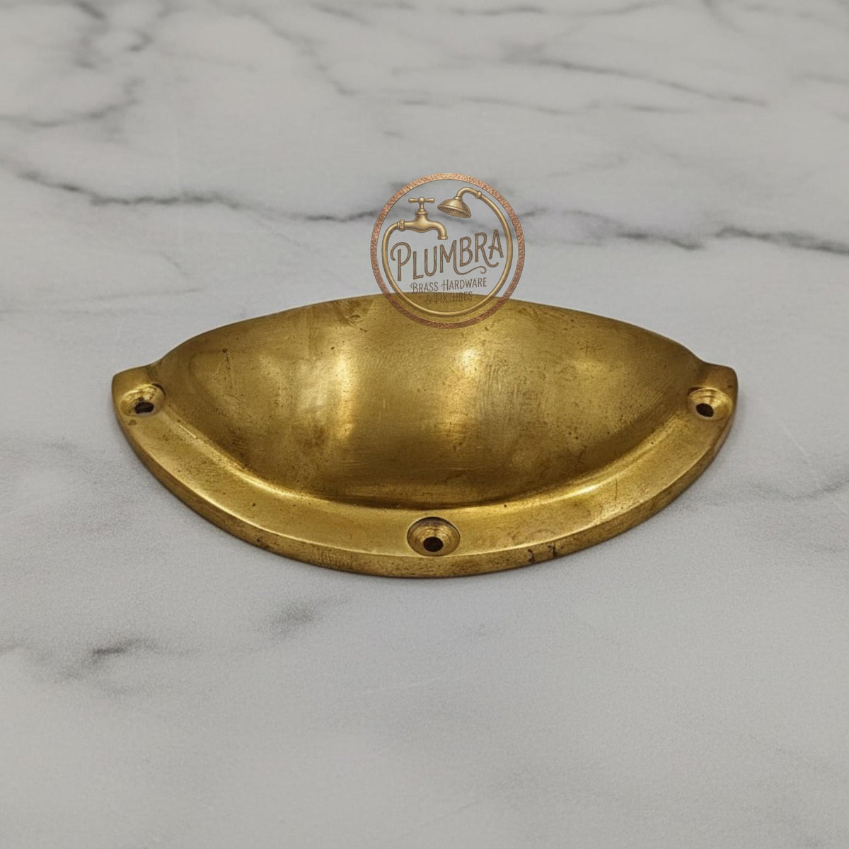 Handmade Unlacquered Brass Cup Pull – Vintage Kitchen Cabinet Handle (3.5")