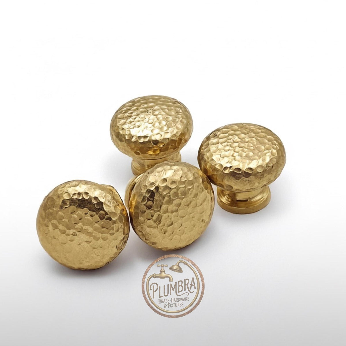 Handmade Unlacquered Hammered Brass Knobs