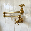 Unlacquered Brass Pot Filler, Wall Mounted Kitchen Faucet