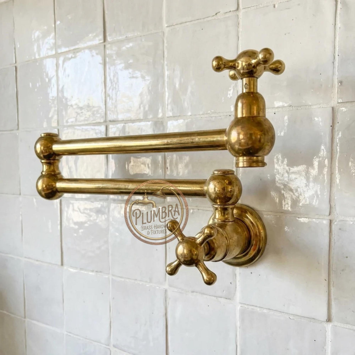 Unlacquered Brass Pot Filler, Wall Mounted Kitchen Faucet