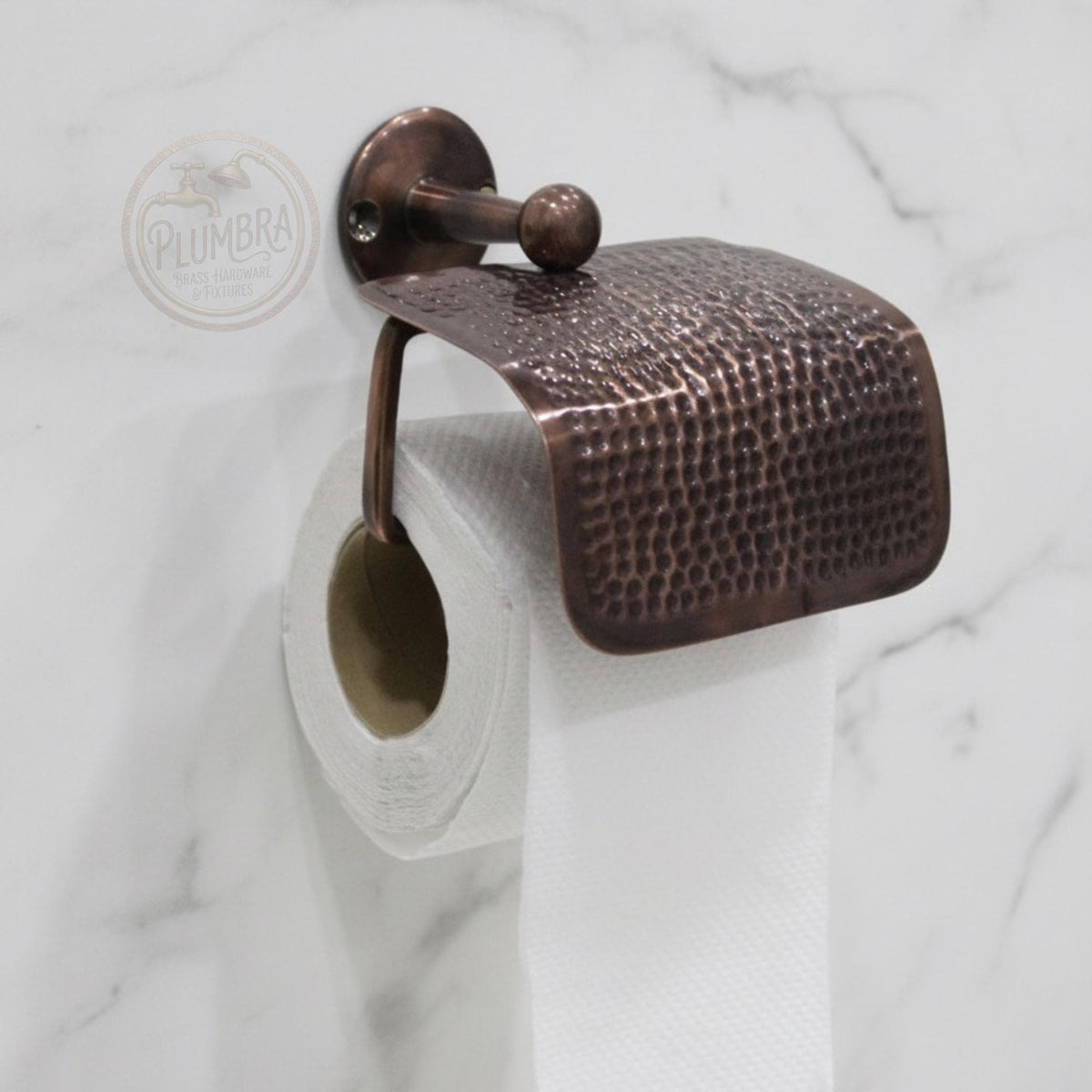 Vintage Copper Toilet Roll Holder, Rustic Farmhouse Bathroom Decor, Handmade Wall Mount