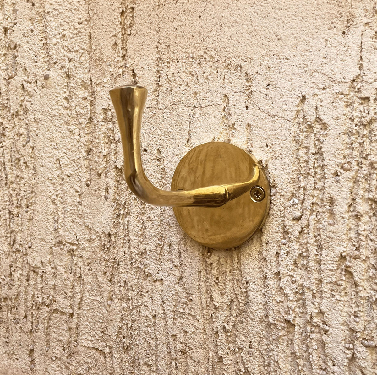 Unlacquered Brass Wall Hook • Solid Gold Coat Hanger • Mid Century Modern Trumpet Hook for Bathroom Towel & Entryway • H