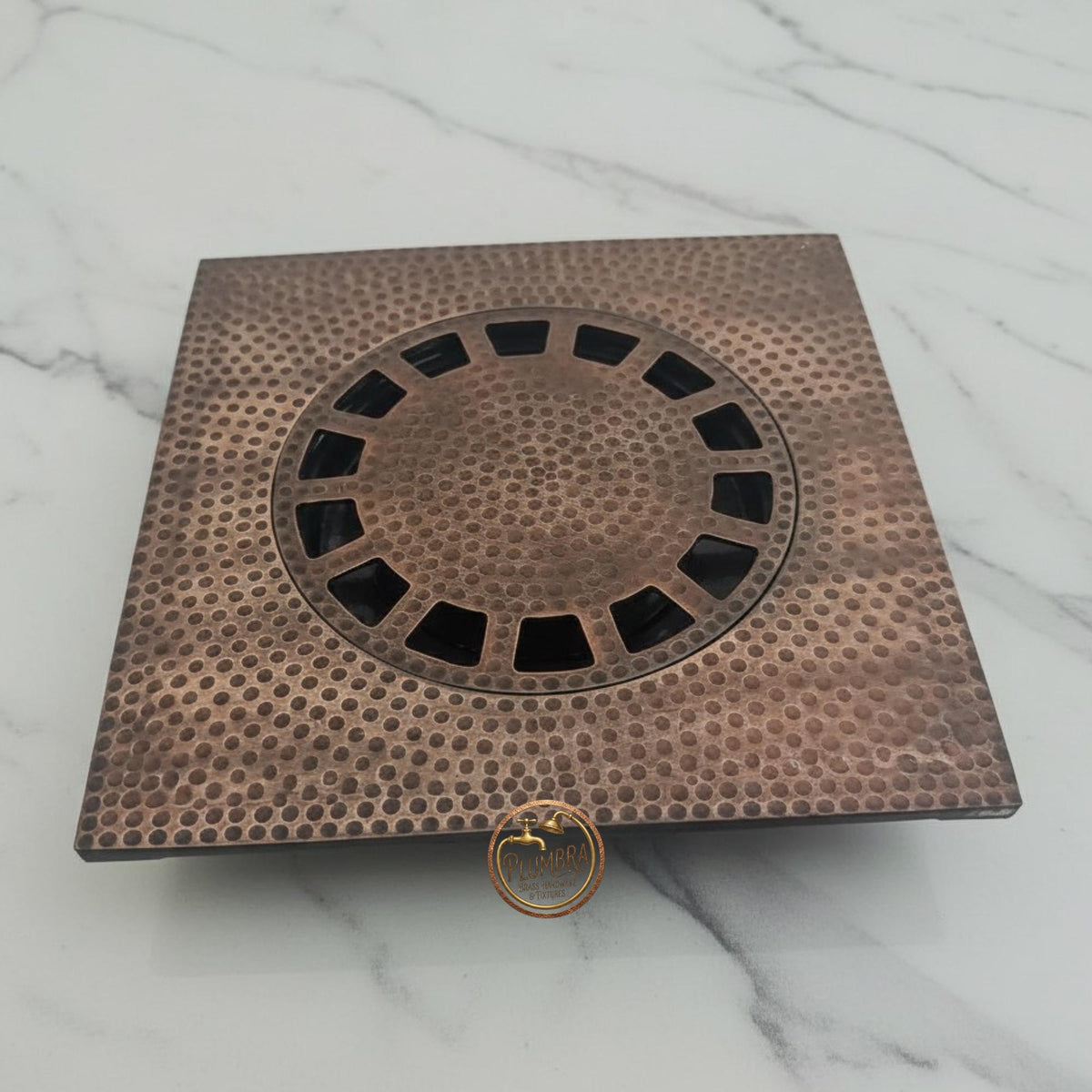 Solid Brass Floor Drain with Copper Finish, Square Shower Drain