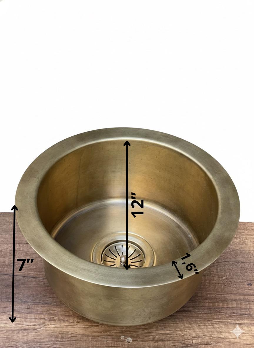 Handcrafted Brass Bar Sink – Round Brass Undermount Bar Sink – Hand-hammered