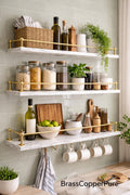Unlacquered Solid Brass Gallery Rails for Wooden Shelves