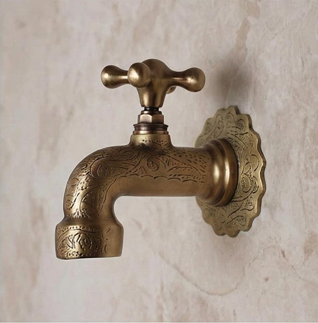 Moroccan Brass Faucet – Wall Mounted Vintage Water Tap