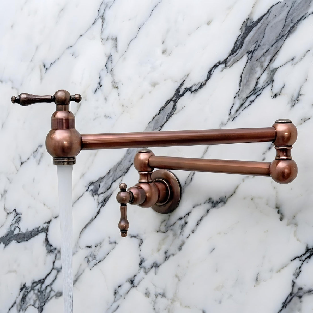 Antique Copper Pot Filler with Lever Handles