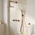 Antique Copper Shower System with Adjustable Flat Square Rain Shower
