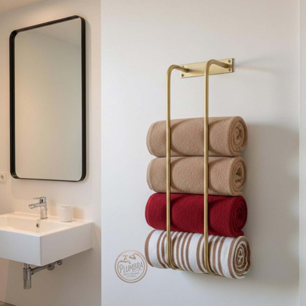 Modern Brass Towel Rack : Minimalist Wall Mounted Towel Holder