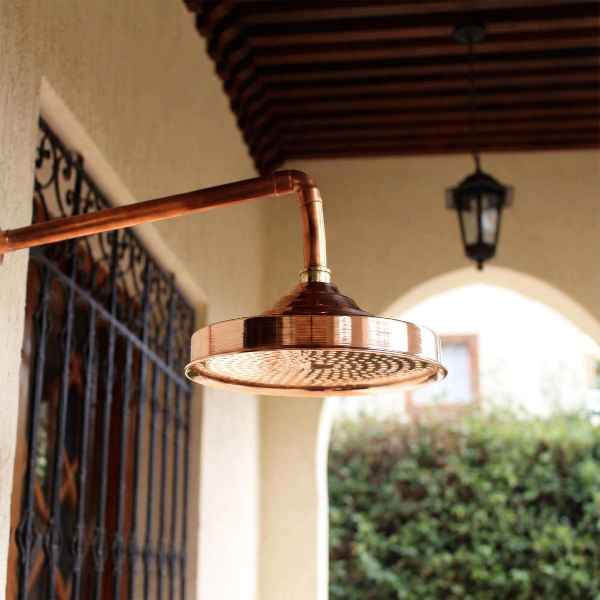 Unlacquered Copper Shower Head, Handcrafted Rain Shower, Outdoor Garden & Pool Fixture, Raw Living Finish