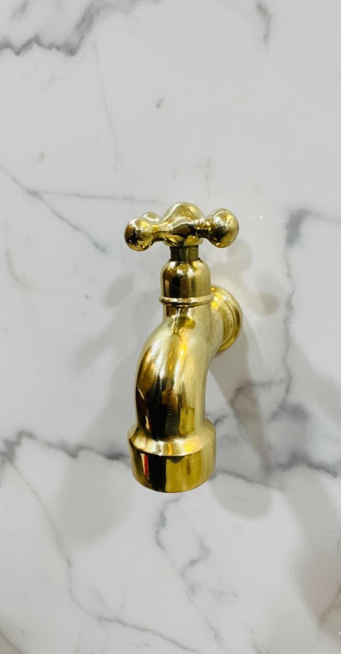 Unlacquered Solid Brass Classic Cross-Handle Wall Faucet