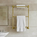 Unlacquered Brass Towel Rack with Shelf & Hooks, Moroccan Vintage Bathroom Organizer, Handmade Solid Brass Holder