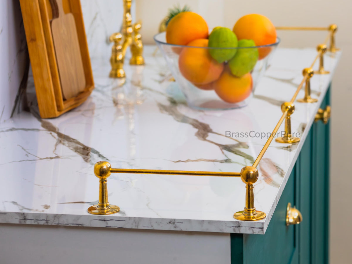 Unlacquered Solid Brass Gallery Rails for Wooden Shelves