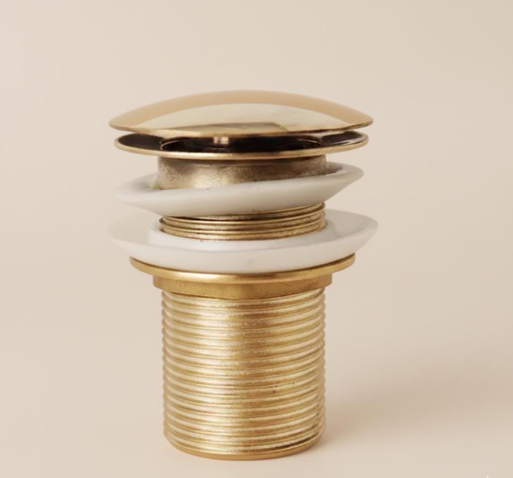 Unlacquered Brass Sink Strainer, Push Up Pop Up Drain