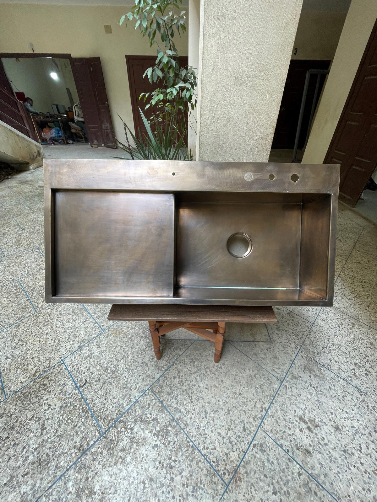 Solid Unlacquered Brass Undermount Hammered Sink
