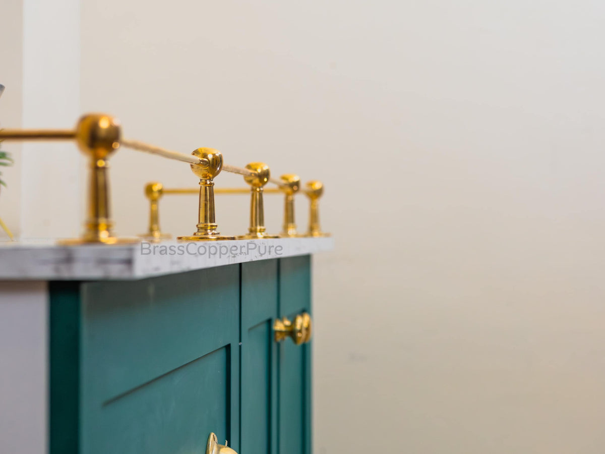 Unlacquered Solid Brass Gallery Rails for Wooden Shelves