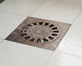 Square Floor Drain - Engraved Antique Copper Shower Drain, Handmade in Morocco, Unique Etched Drain, Handcrafted Decor