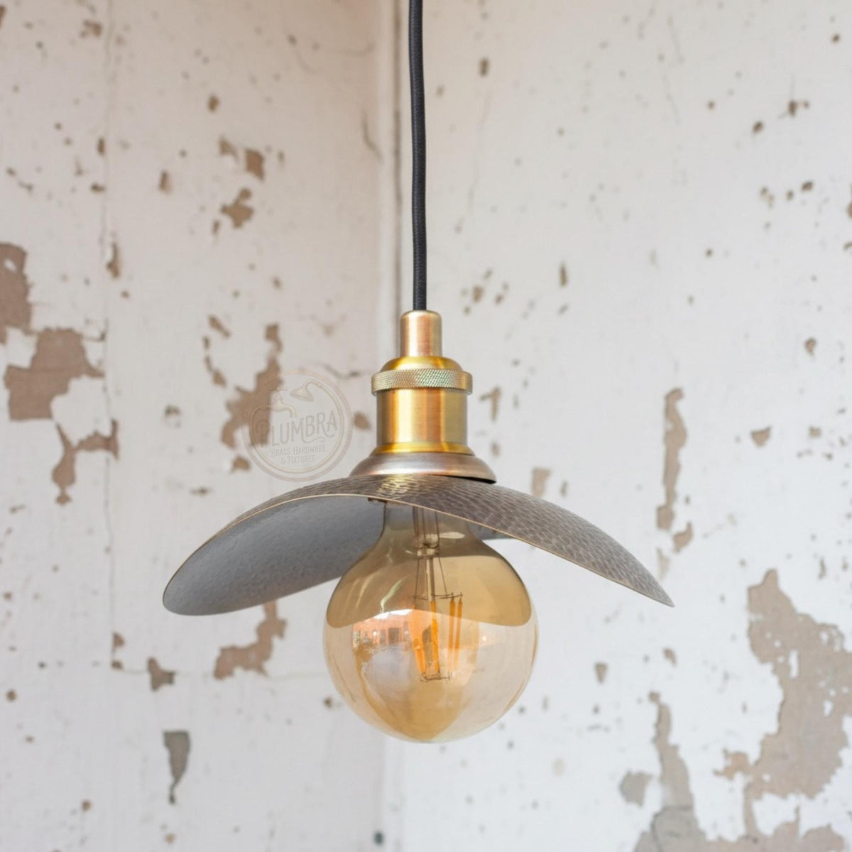 Handcrafted Hammered Bronze Leaf Pendant – Solid Brass Antique Finish Ceiling Light
