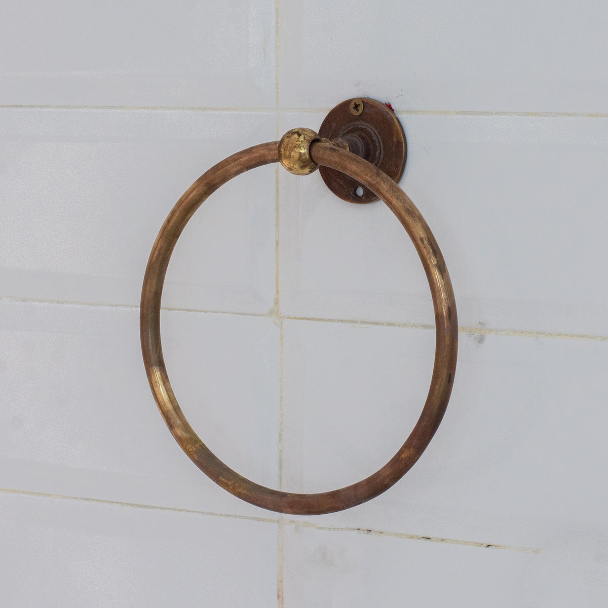 Unlacquered Brass Wall-Mounted Towel Ring Holder, Face Towel Hanger