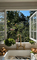 Unlacquered Brass Kitchen Bridge Faucet Victorian Style, Solid Brass Handmade Kitchen Tap