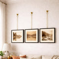 Brass Hanging Chains with Wall Hooks – Gold Picture Frame Chain Set – Vintage Style Gallery Wall Hardware – Luxury Home 