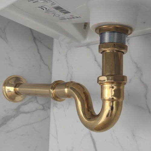 1-1/4 inch Solid Brass Bathroom Sink P-Trap Kit – Unlacquered Brass