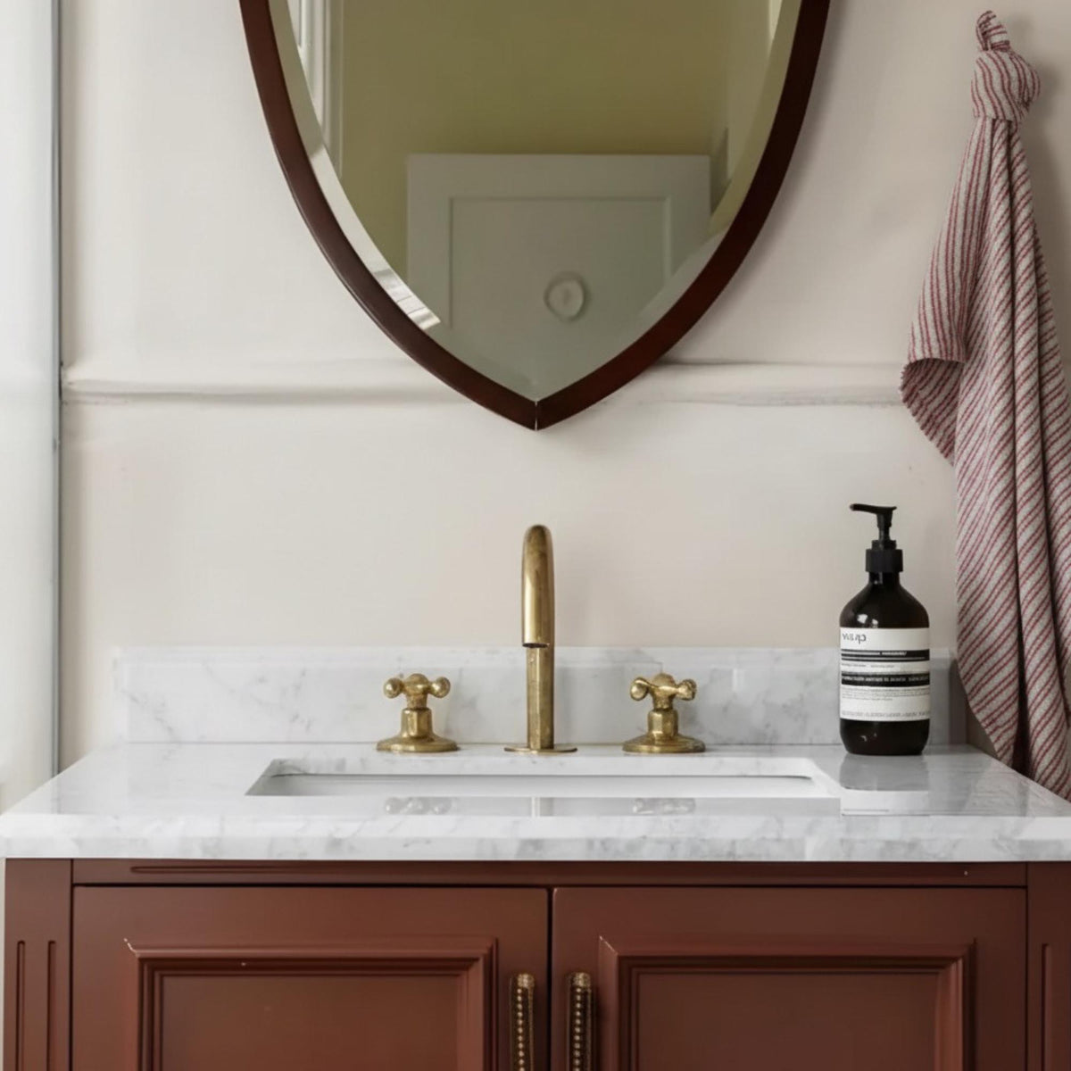 Unlacquered Brass Bathroom Faucet, Widespread Dual Handle Design