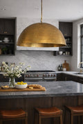 Handmade Unlacquered Brass Dome Pendant Light – Large Moroccan Ceiling Lamp – Modern Kitchen Island Lighting