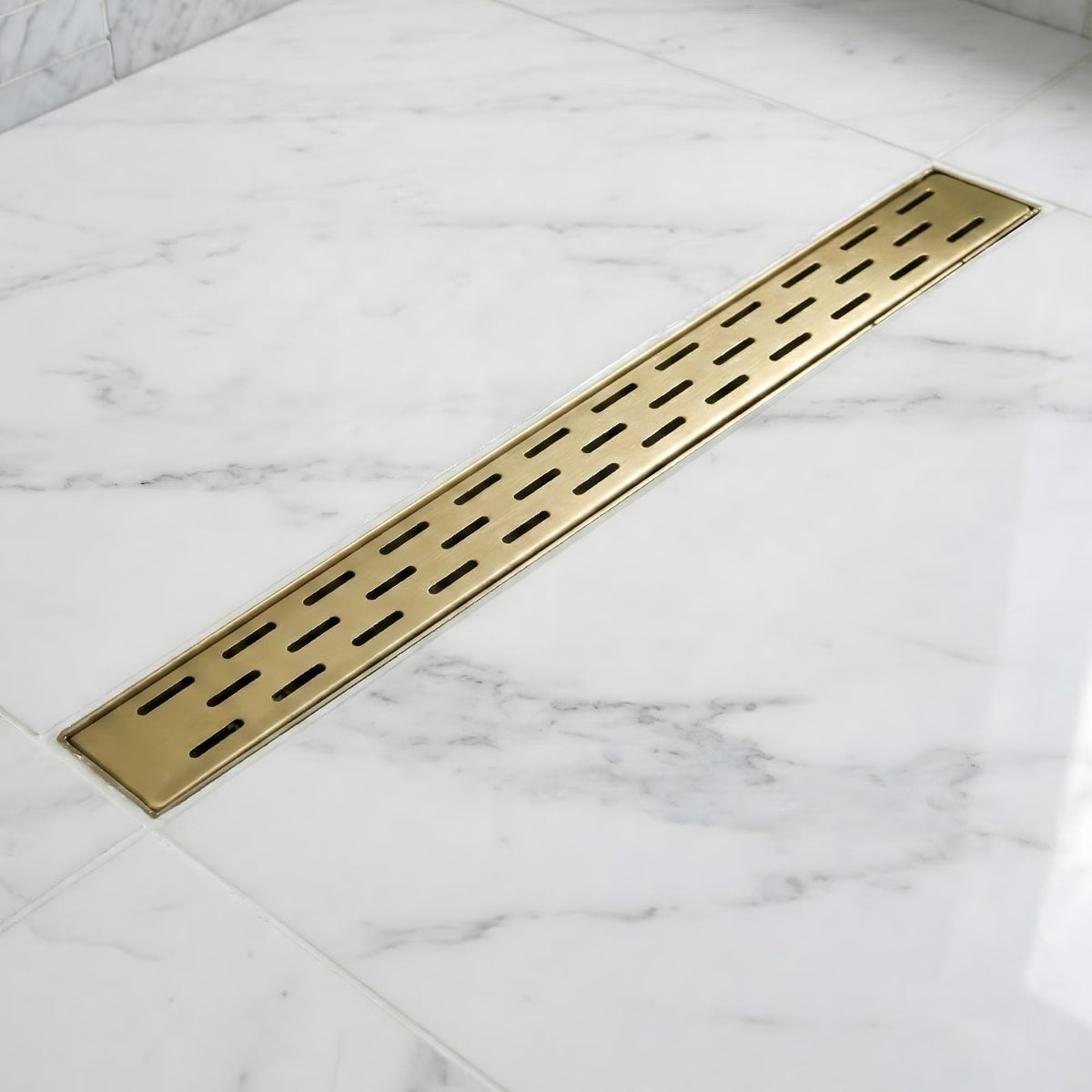Unlacquered Solid Brass Linear Shower Drain