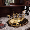 Antique Solid Brass Sink, Unlacquered Exposed Oval Bathroom Sink, Bathroom Vessel sink
