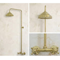 Unlacquered Brass Exposed Shower System – Solid Brass Rainfall Showerhead, Antique Patina Finish