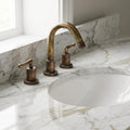 Widespread 3 Holes Solid Unlacquered Brass Faucet, Deck Mount Vanity Sink Faucet, Brushed Finish