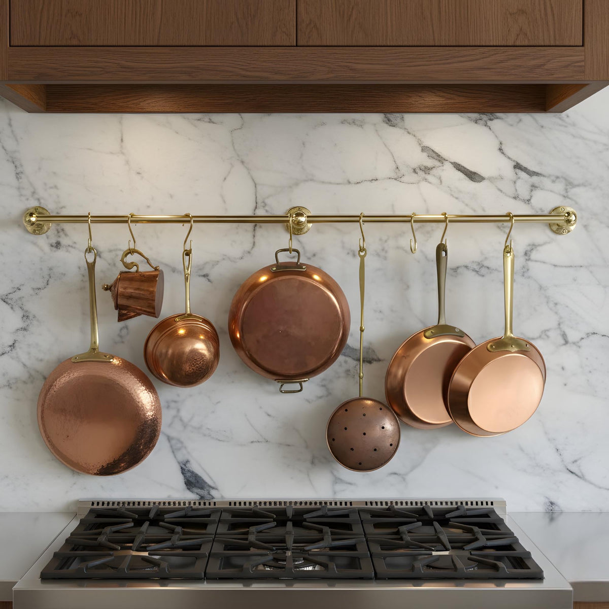 Unlacquered Brass Hanging Pot Rack