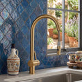 Unlacquered Brass Single Hole Kitchen Faucet, Pull Down Sprayer, Solid Brass Home Fixture