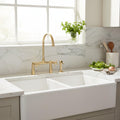 Unlacquered Brass Bridge Kitchen Faucet, Sink Faucet, Vintage Patina