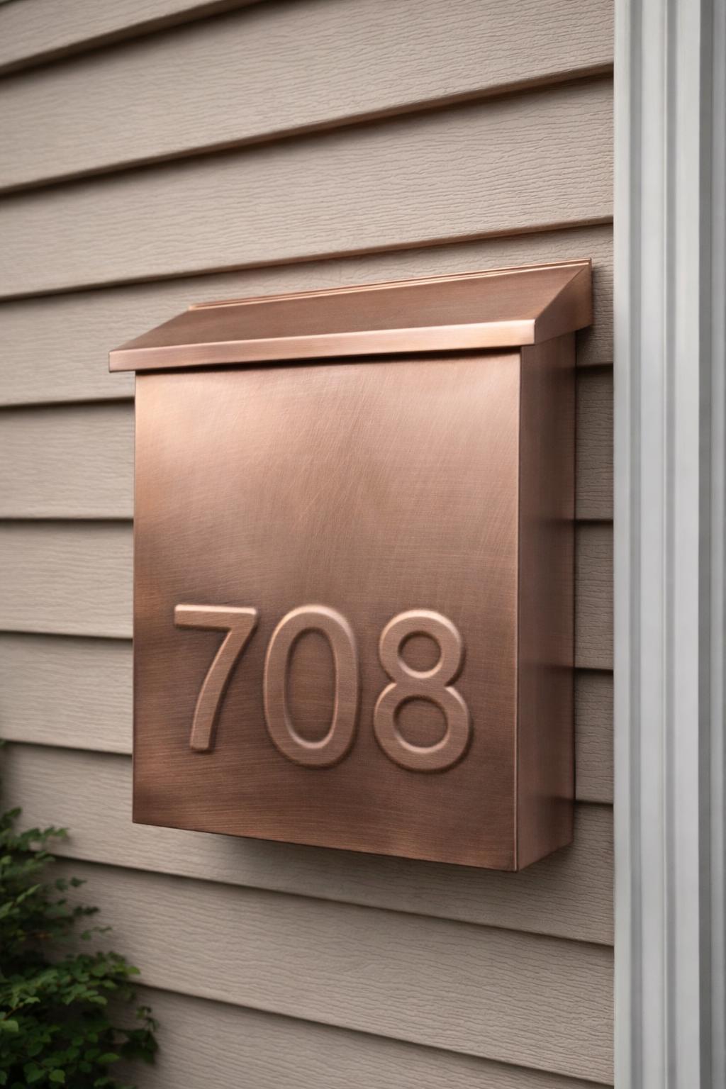 Handmade Solid Copper, Modern Wall Mount, Custom Address, Outdoor Statement Piece