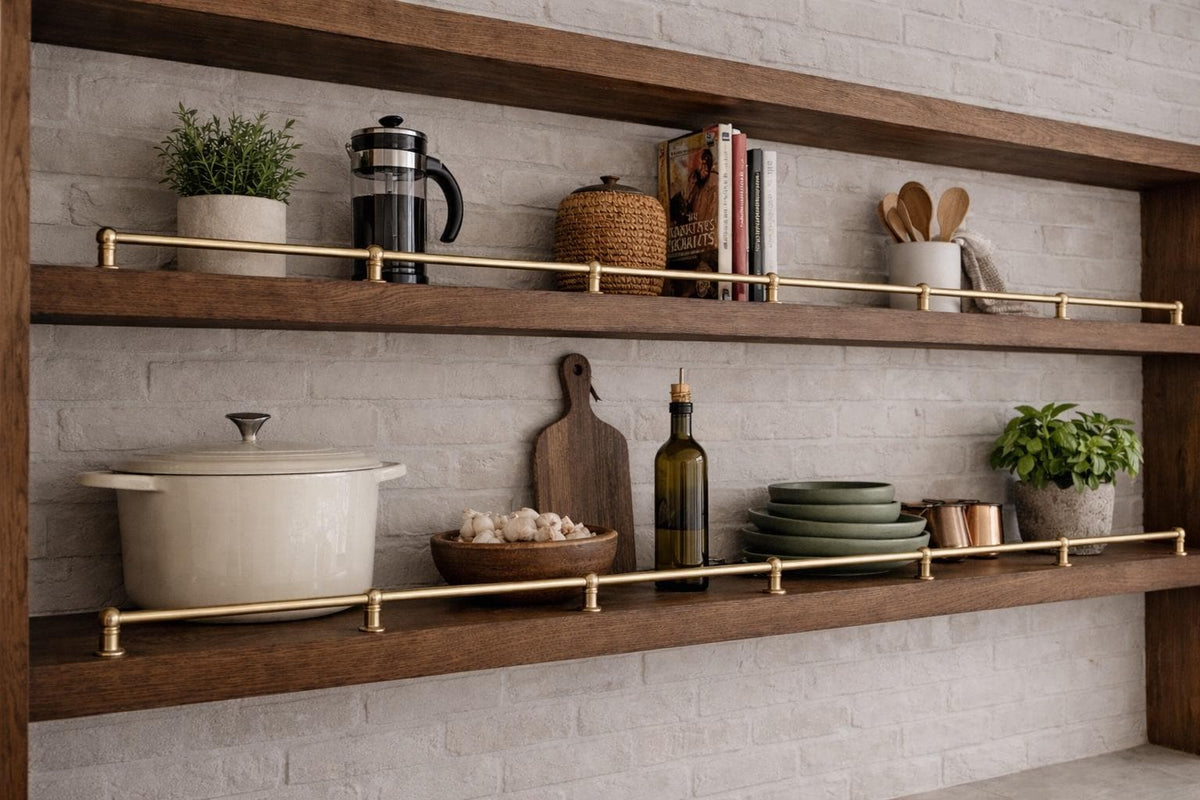 Handmade Brass Gallery Rail with Posts